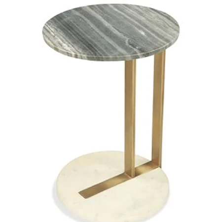 Round Side Table with Marble Top and Base